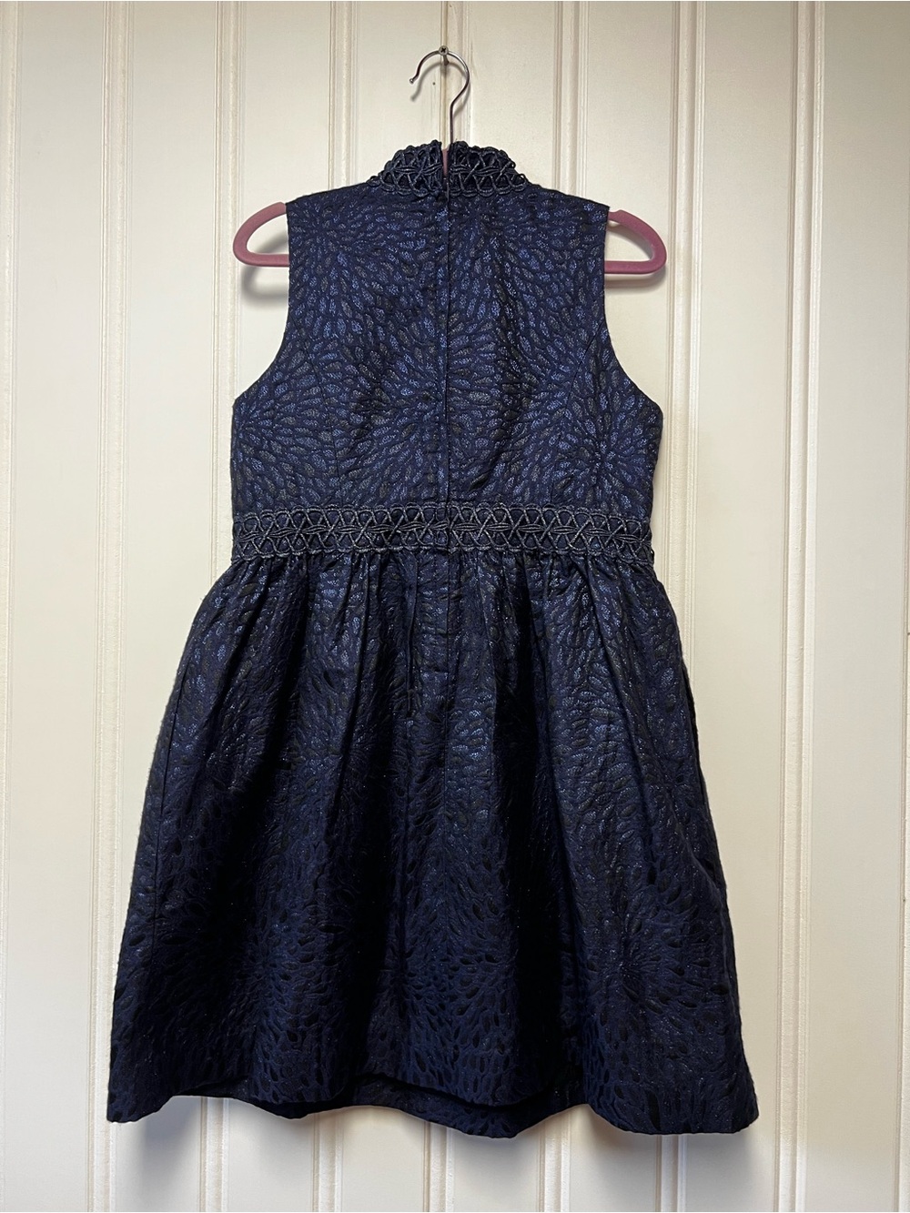 Lilly Pulitzer Girls Mini Franci Dress Navy Lagoon Jacquard Metallic Size 14 - Picture 4 of 6